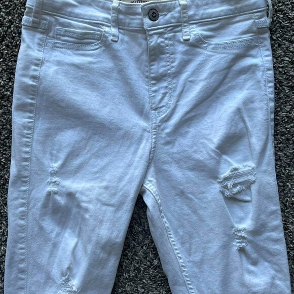 Y2K Hollister Jeans Womens 27 White High Rise Skinny Ripped Jeans - Picture 3 of 8